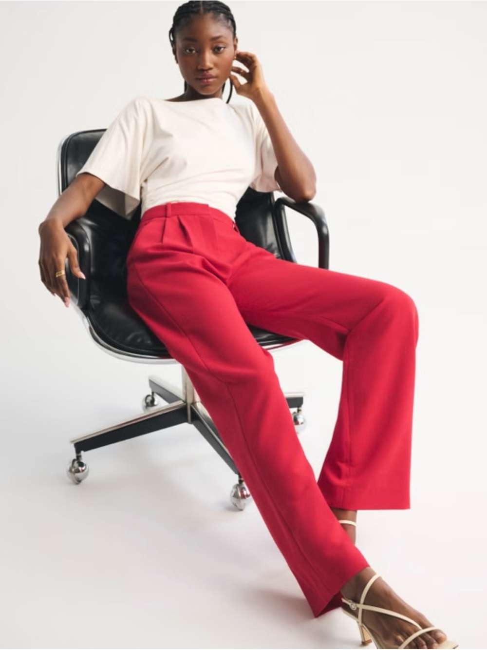 Abercrombie & Fitch Sloane Tailored Wide Leg Pant in Red Size 16 - Picture 2 of 9